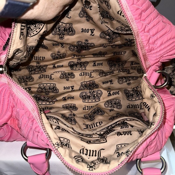 Juicy Couture Pink Duffle Tote Bag Purse Vintage Gothic Logo Daydreamer Y2k - Picture 10 of 16